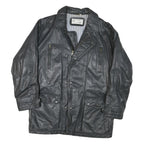 LEONARDO Womens Black Leather Button Jacket M Classic Outerwear