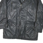 LEONARDO Womens Black Leather Button Jacket M Classic Outerwear