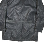 LEONARDO Womens Black Leather Button Jacket M Classic Outerwear