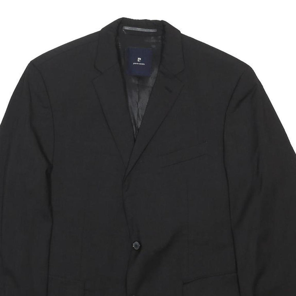 PIERRE CARDIN Mens Black Wool Classic Jacket M Button Plain Formal