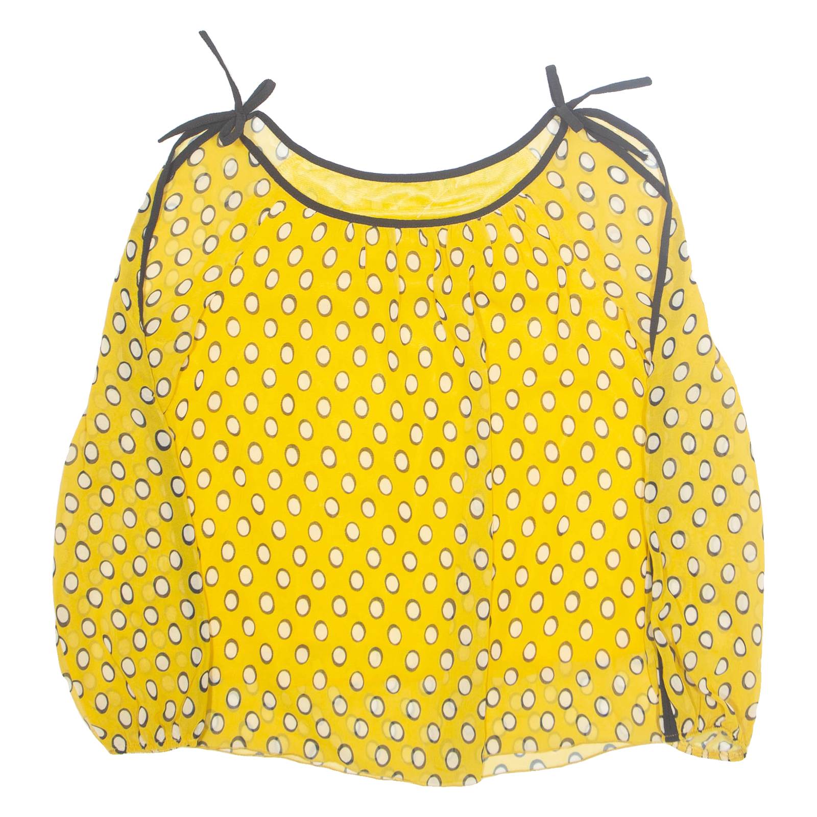 Womens Printed Blouse Yellow Long Sleeve Spotted S