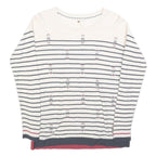 WHITE STUFF Womens Cream & Navy Patterned Cotton Blend Jumper Round Neck Basic