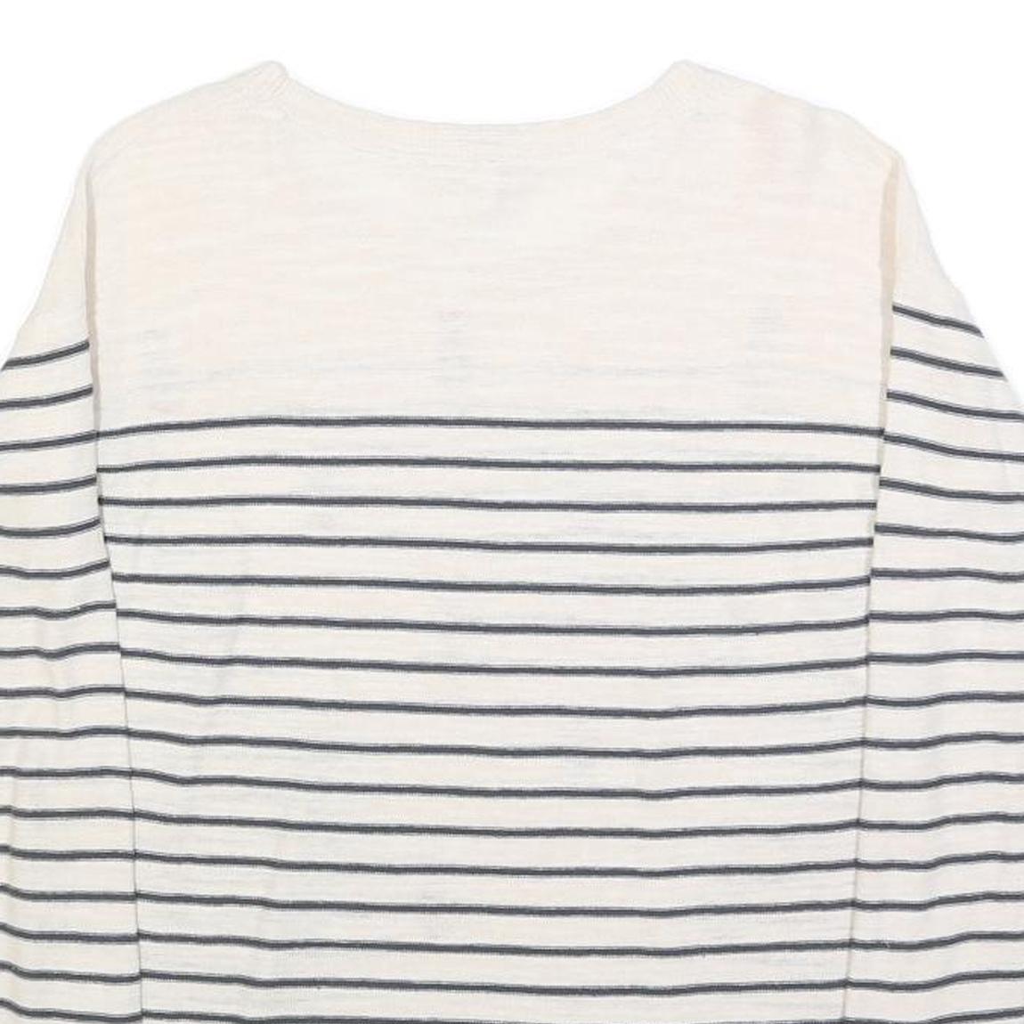 WHITE STUFF Womens Cream & Navy Patterned Cotton Blend Jumper Round Neck Basic