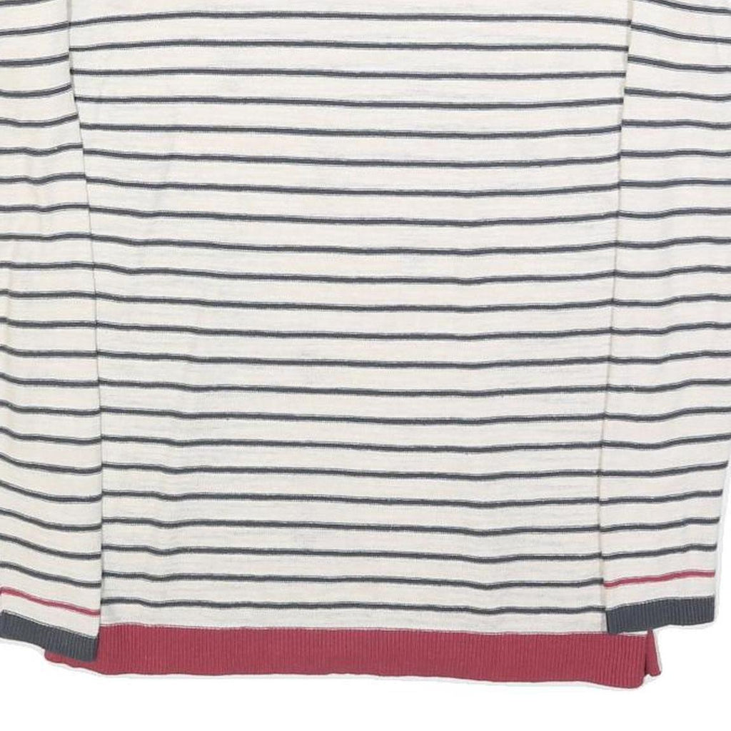 WHITE STUFF Womens Cream & Navy Patterned Cotton Blend Jumper Round Neck Basic