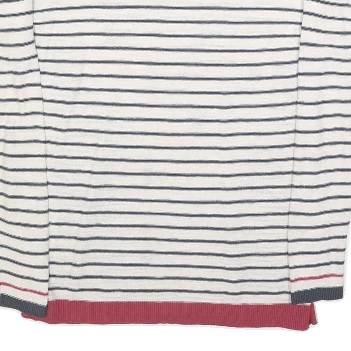 WHITE STUFF Womens Cream & Navy Patterned Cotton Blend Jumper Round Neck Basic