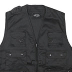 MIL-TEC Mens Black Utility Cotton Blend Vest M Pockets Casual Zip Fasten