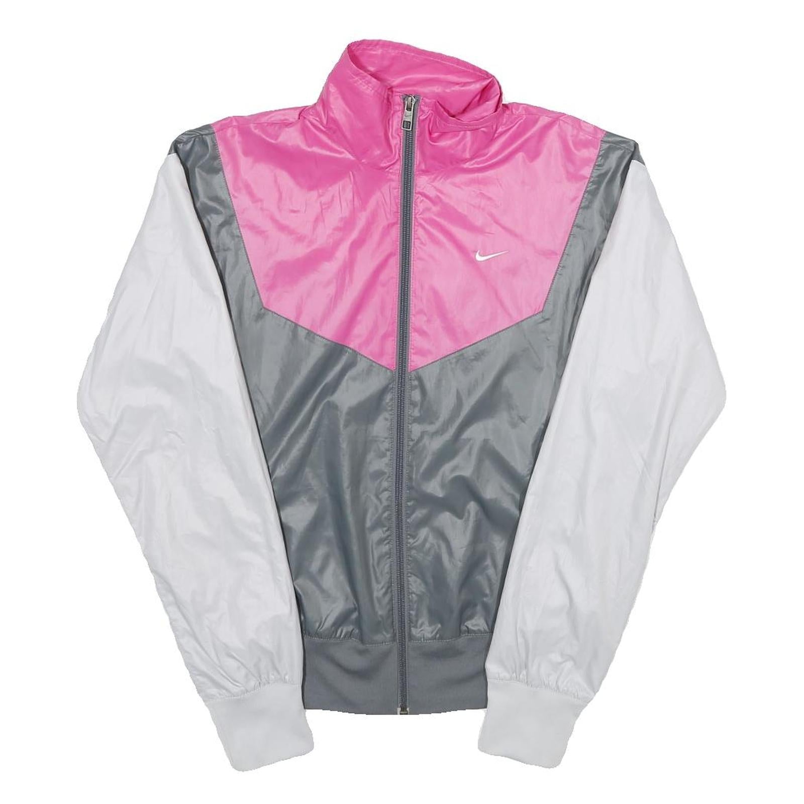 NIKE Womens Pink & Grey White Zip Jacket XS Polyester Colourblock Sportswear