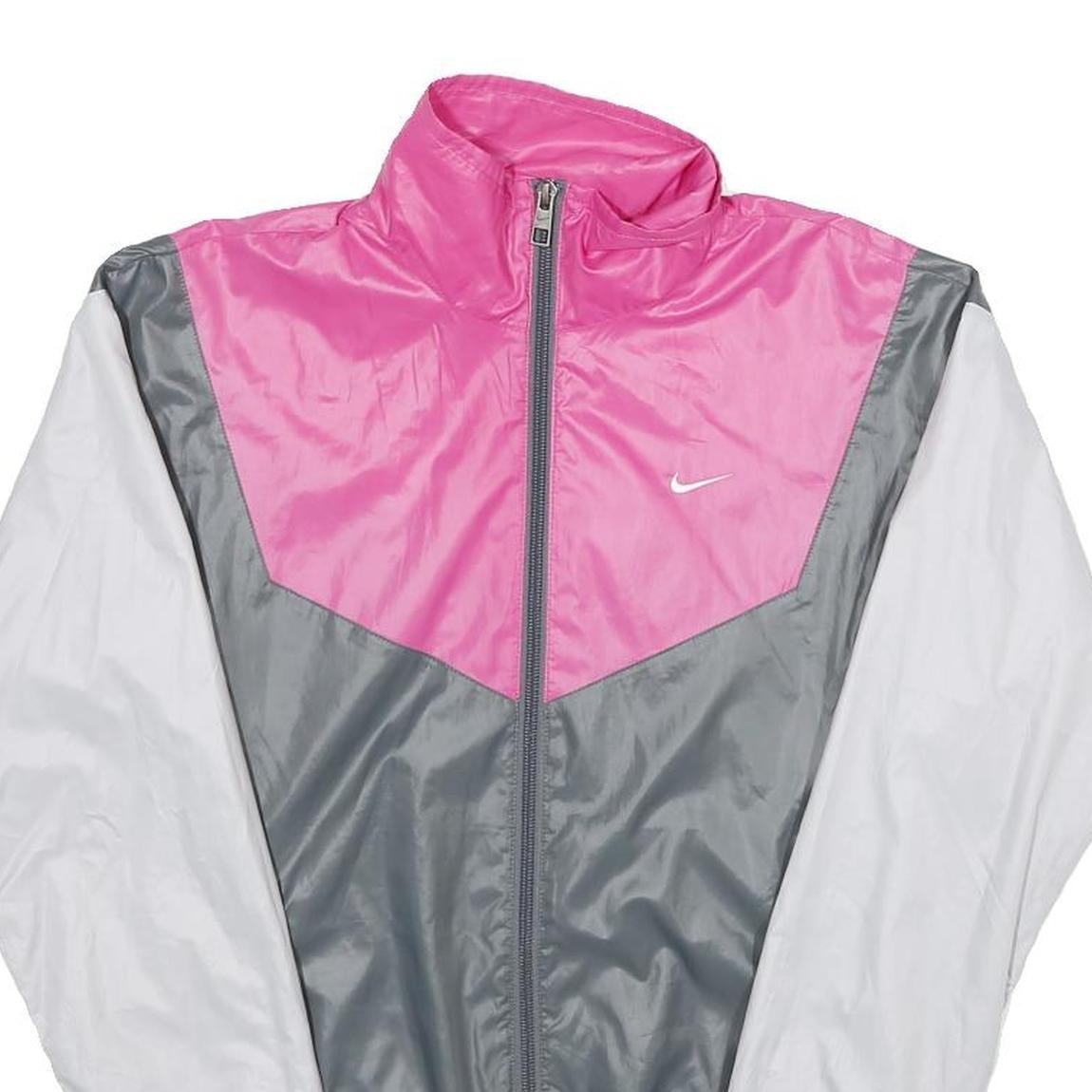 NIKE Womens Pink & Grey White Zip Jacket XS Polyester Colourblock Sportswear