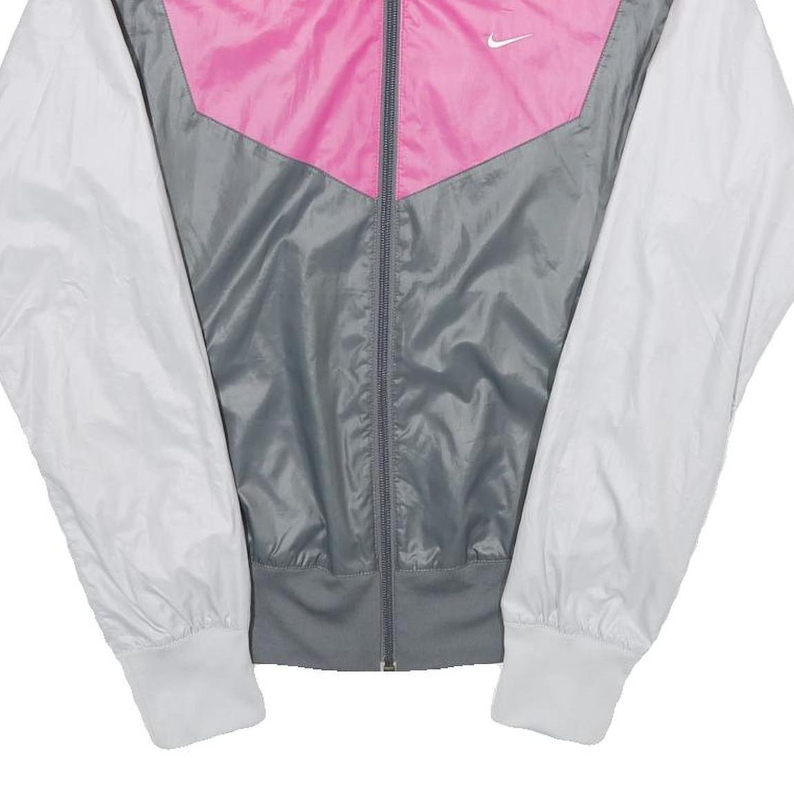 NIKE Womens Pink & Grey White Zip Jacket XS Polyester Colourblock Sportswear