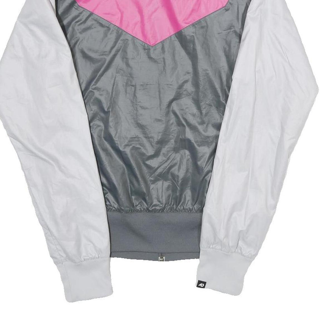 NIKE Womens Pink & Grey White Zip Jacket XS Polyester Colourblock Sportswear