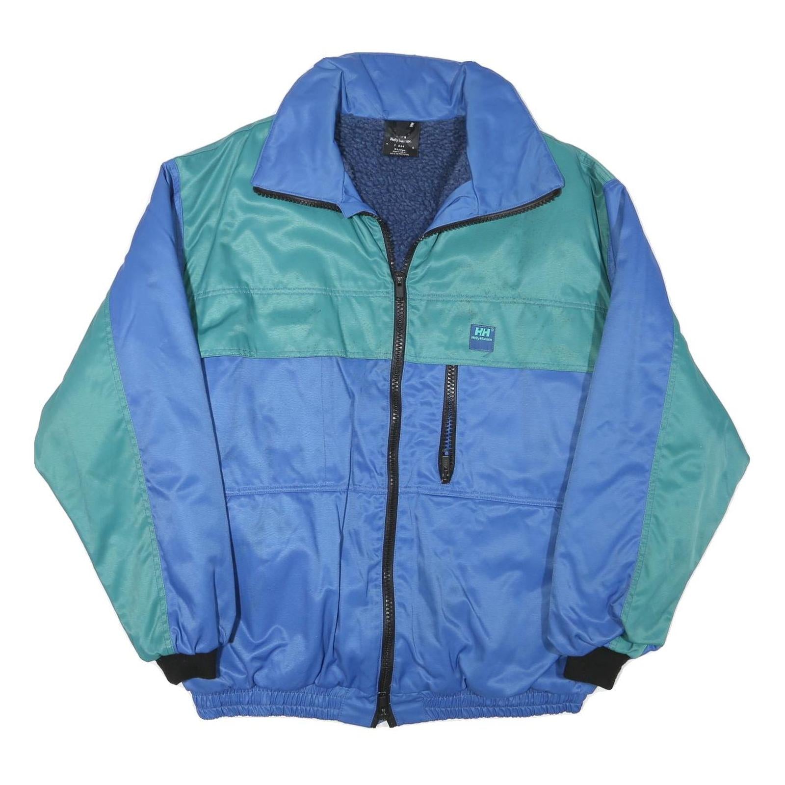 HELLY HANSEN Mens Blue & Green Outdoor Jacket XL Polyester Blend Zip Plain