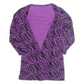 Open Womens Kimono Top Purple Long Sleeve Crazy Pattern M