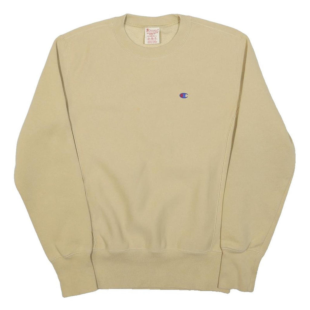 CHAMPION REVERSE WEAVE Mens Beige XS Crew Neck Classic Logo Sweatshirt