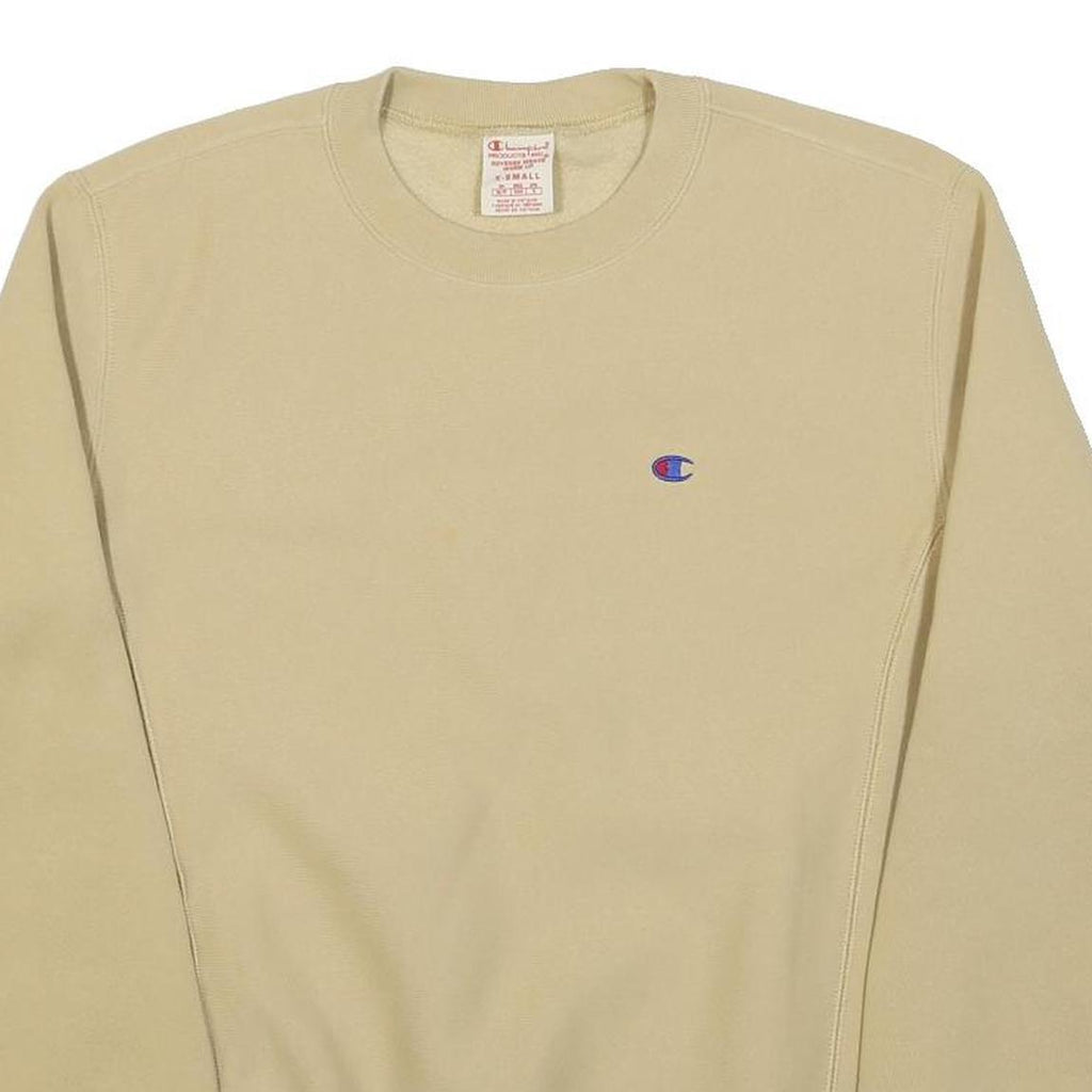 CHAMPION REVERSE WEAVE Mens Beige XS Crew Neck Classic Logo Sweatshirt