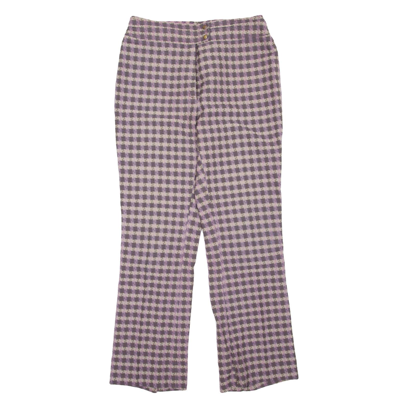 Patterned Womens Trousers Purple Regular Bootcut W30 L30