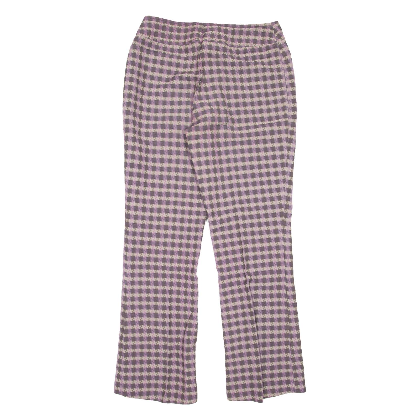 Patterned Womens Trousers Purple Regular Bootcut W30 L30