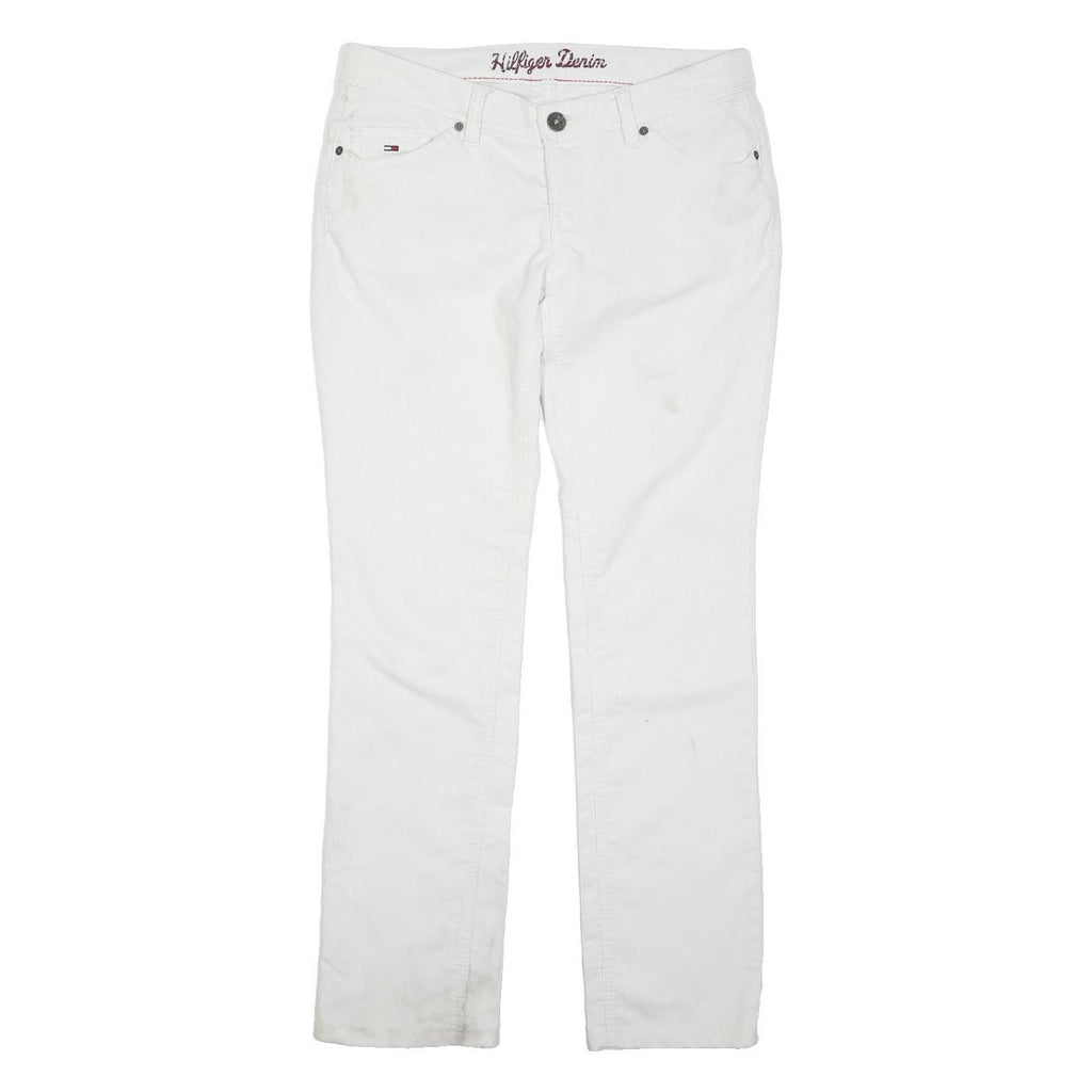 TOMMY HILFIGER Womens Cotton Blend White Classic Straight Trousers W30 L32