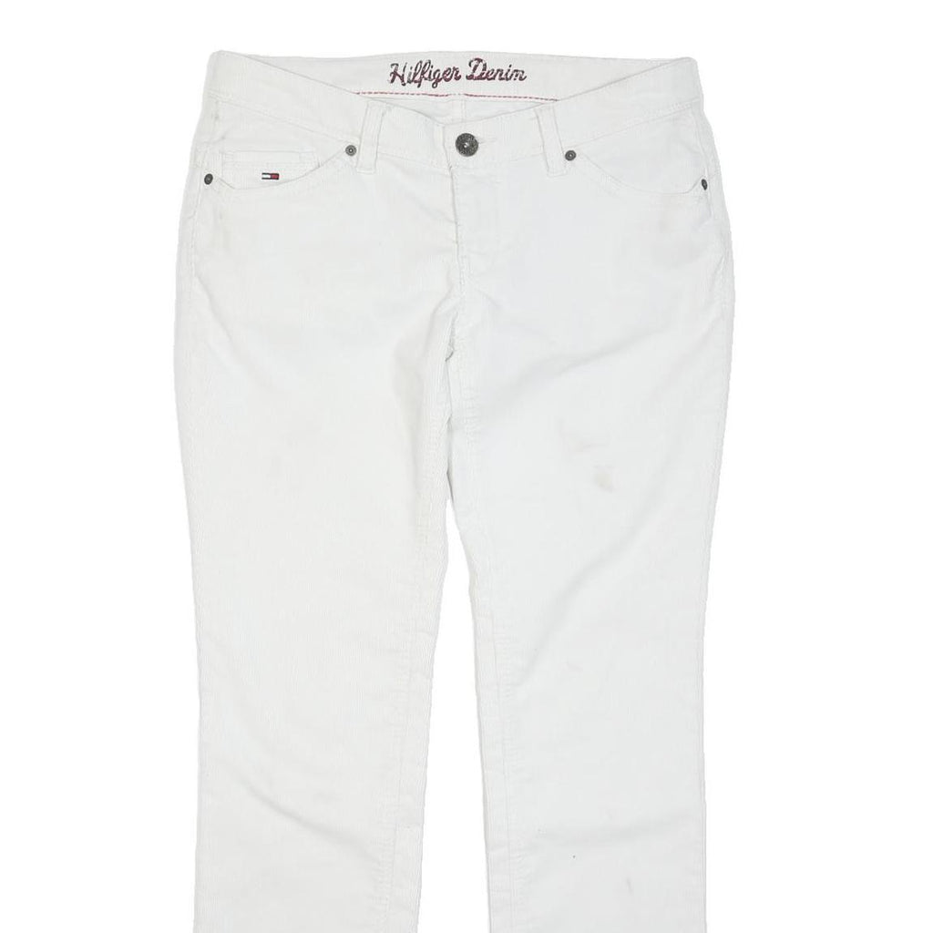TOMMY HILFIGER Womens Cotton Blend White Classic Straight Trousers W30 L32