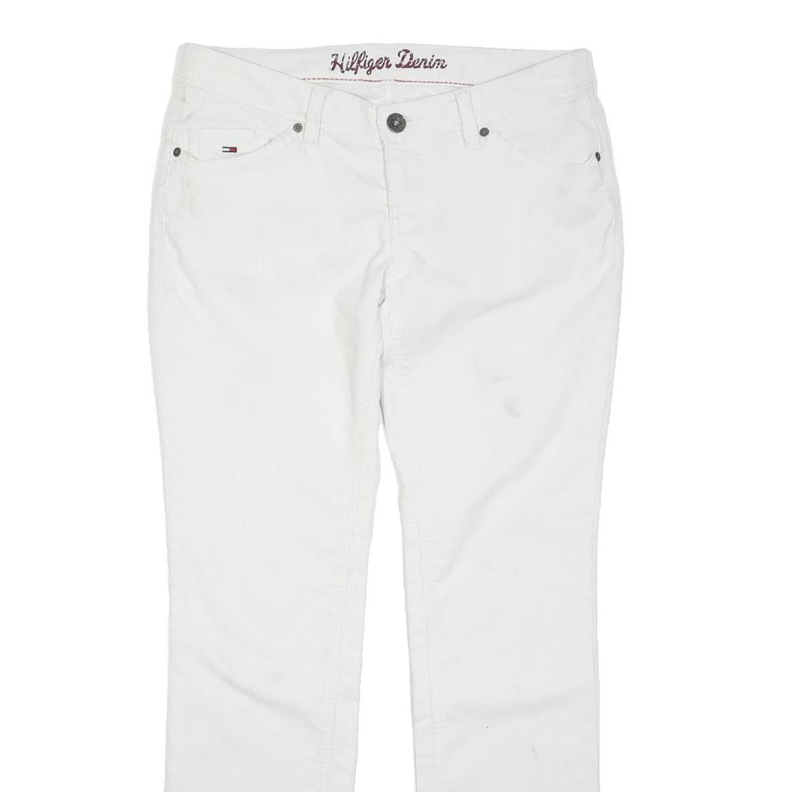 TOMMY HILFIGER Womens Cotton Blend White Classic Straight Trousers W30 L32