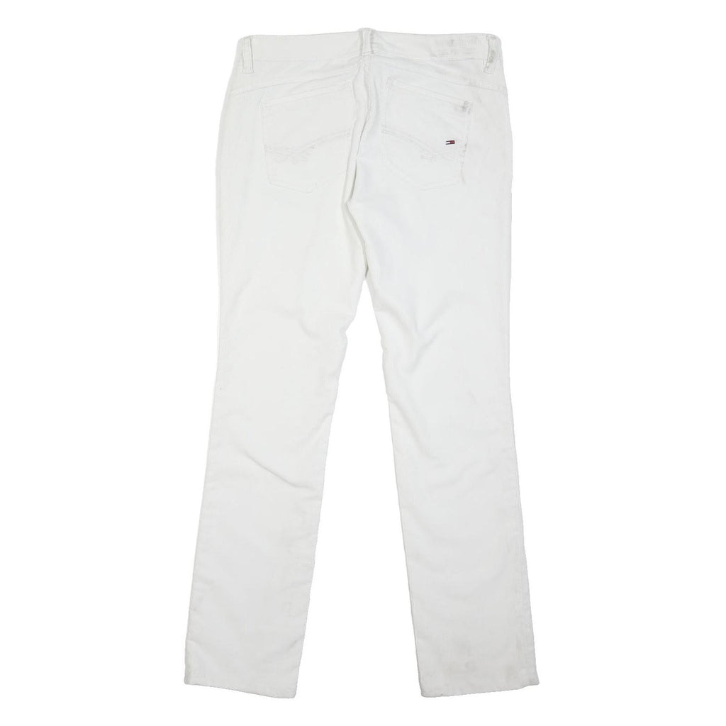 TOMMY HILFIGER Womens Cotton Blend White Classic Straight Trousers W30 L32