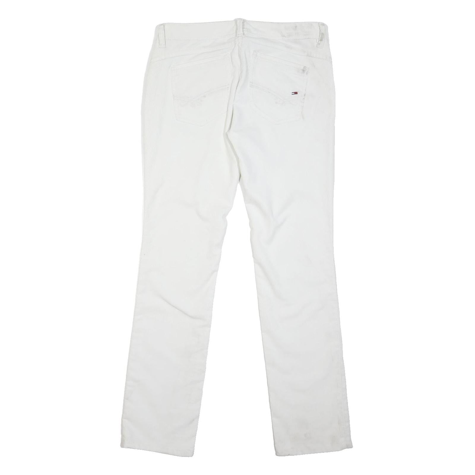 TOMMY HILFIGER Womens Cotton Blend White Classic Straight Trousers W30 L32