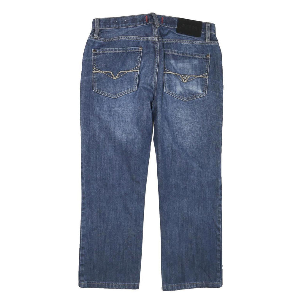 GUESS Mens Blue Regular Straight Denim Medium W31 L25 Zip Cotton Blend Jeans