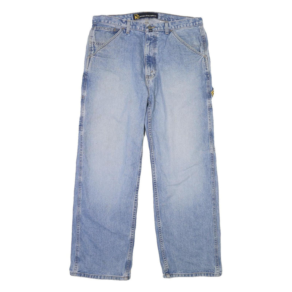 NAUTICA Mens Loose Blue Denim Jeans W37 L30 Button Closure Casual Workwear