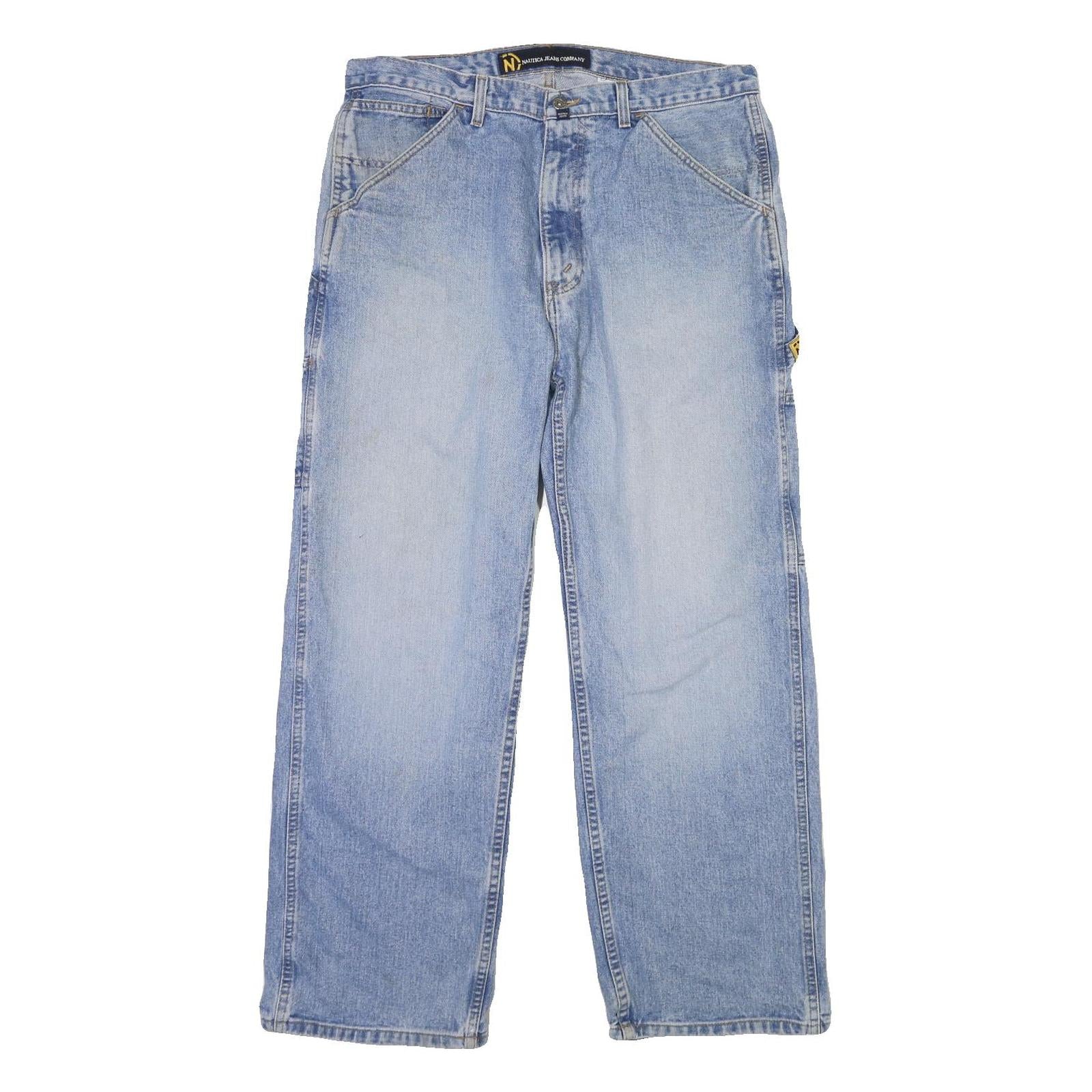 NAUTICA Mens Loose Blue Denim Jeans W37 L30 Button Closure Casual Workwear