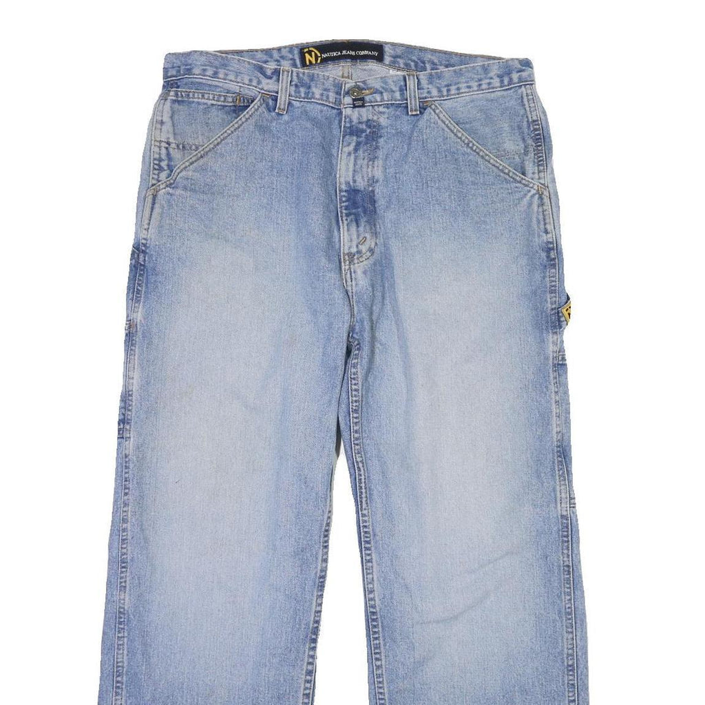 NAUTICA Mens Loose Blue Denim Jeans W37 L30 Button Closure Casual Workwear