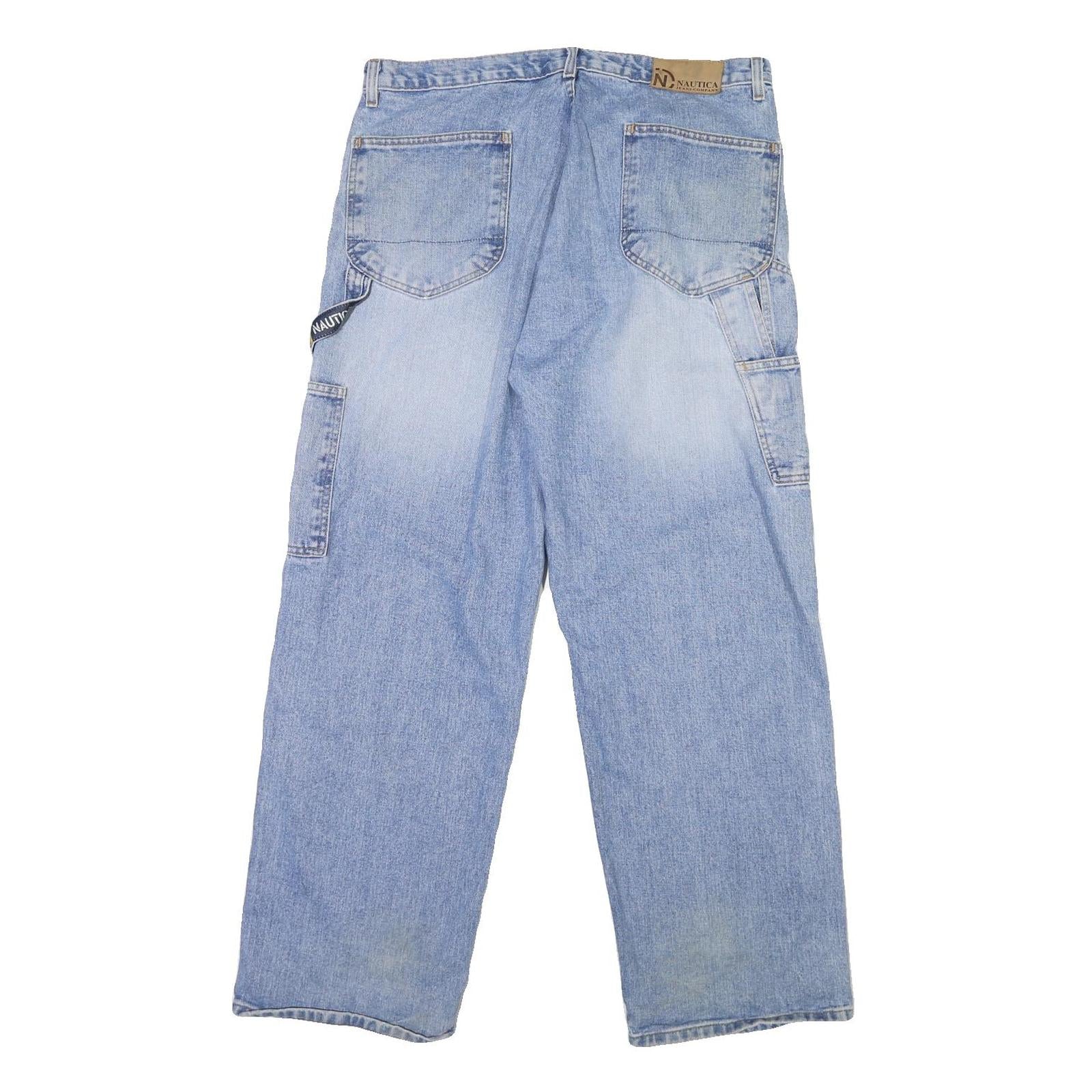 NAUTICA Mens Loose Blue Denim Jeans W37 L30 Button Closure Casual Workwear