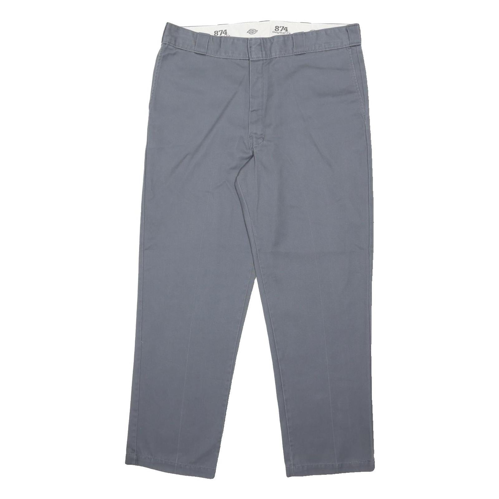 DICKIES Mens Classic Grey Polyester Blend Trousers W40 L31 Zip Closure Regular