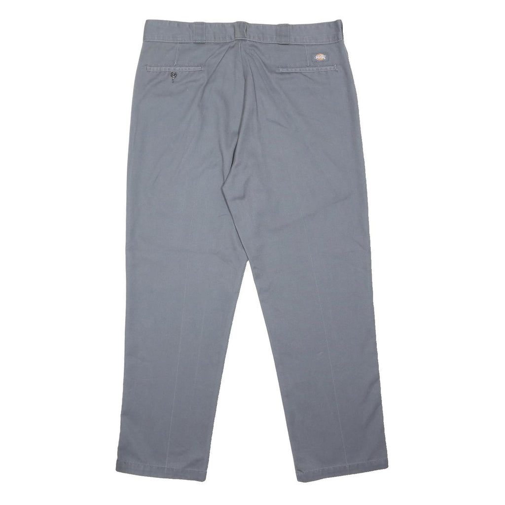 DICKIES Mens Classic Grey Polyester Blend Trousers W40 L31 Zip Closure Regular