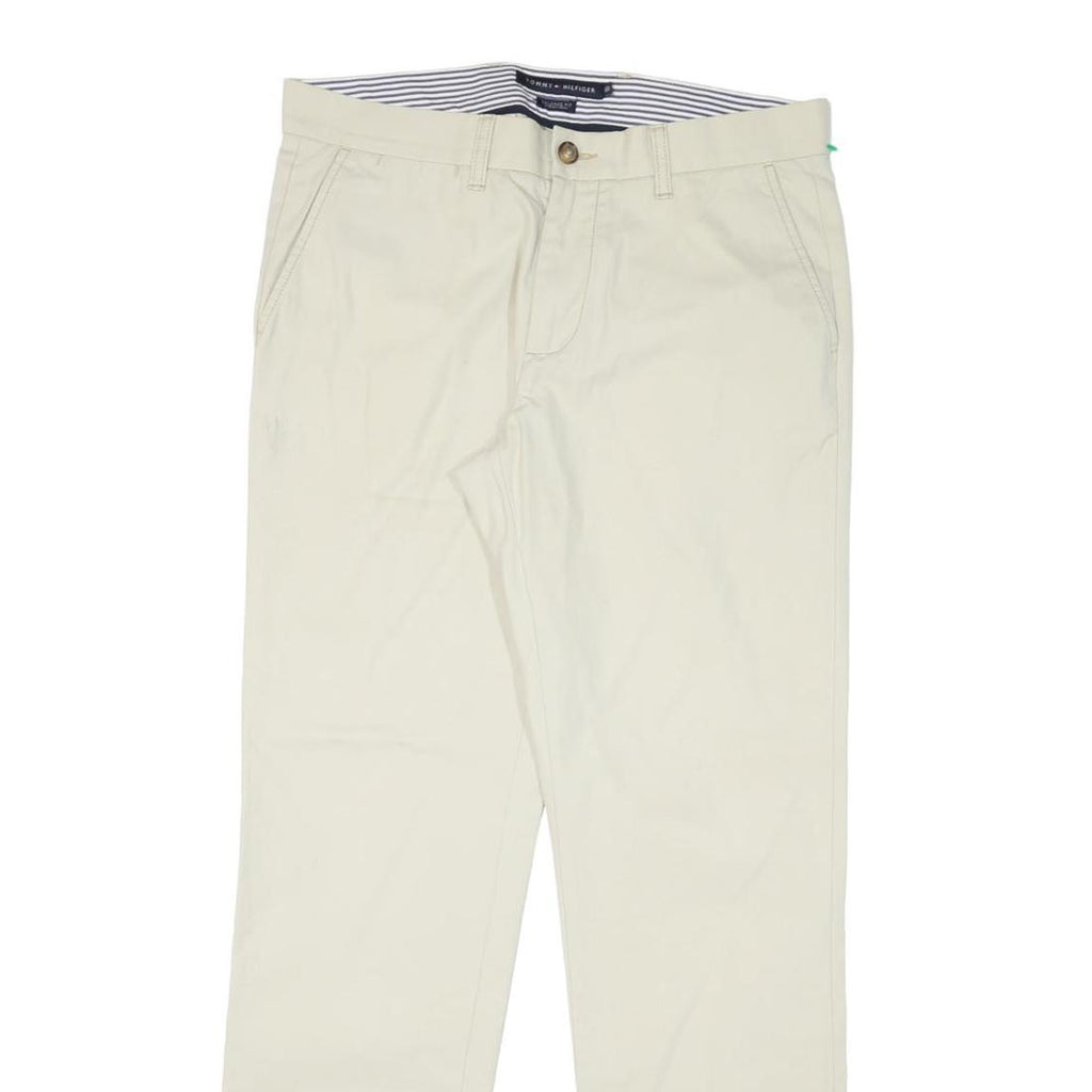 TOMMY HILFIGER Mens Cotton Blend Beige Regular Fit Straight Trousers W32 L32