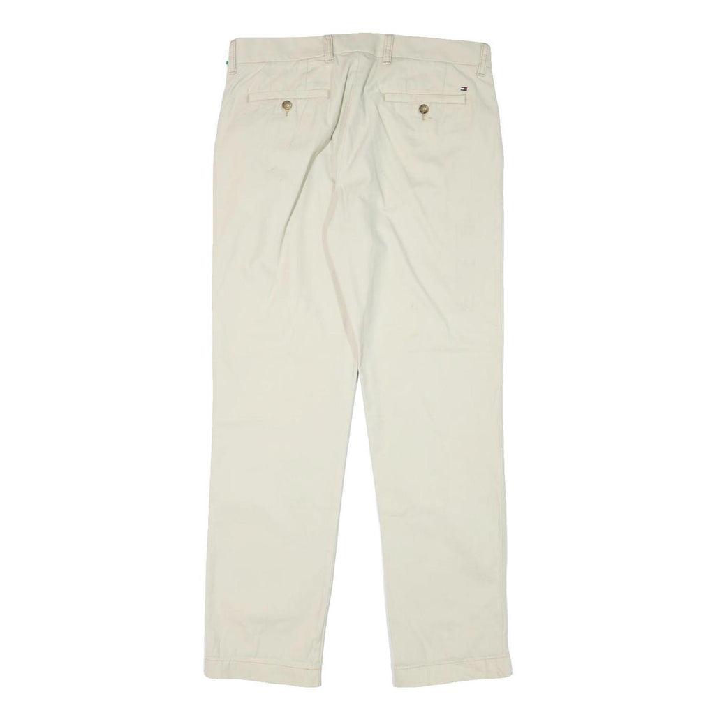 TOMMY HILFIGER Mens Cotton Blend Beige Regular Fit Straight Trousers W32 L32