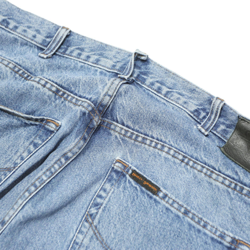 HARLEY DAVIDSON Mens Jeans Blue Loose Straight Denim Light W38 L32 Classic Zip