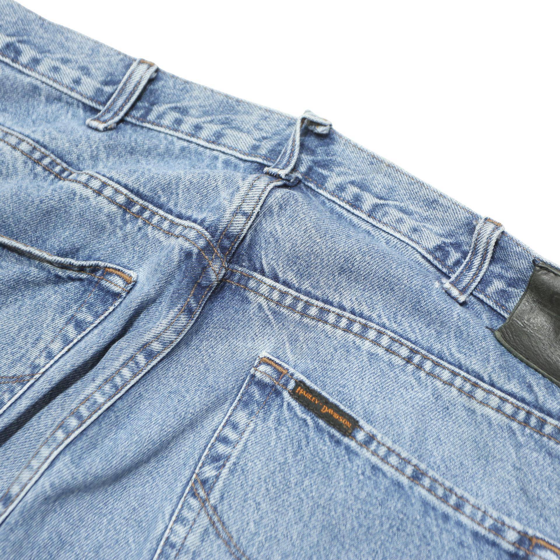 HARLEY DAVIDSON Mens Jeans Blue Loose Straight Denim Light W38 L32 Classic Zip