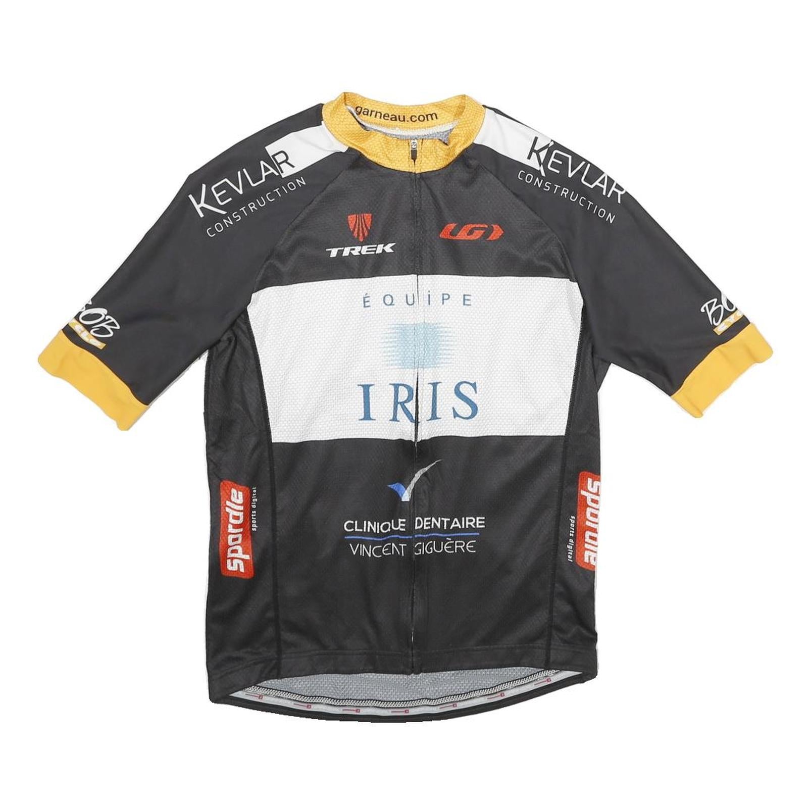 LOUIS GARNEAU Mens Black White & Yellow Cycling Jersey L Short Sleeve Crew Neck