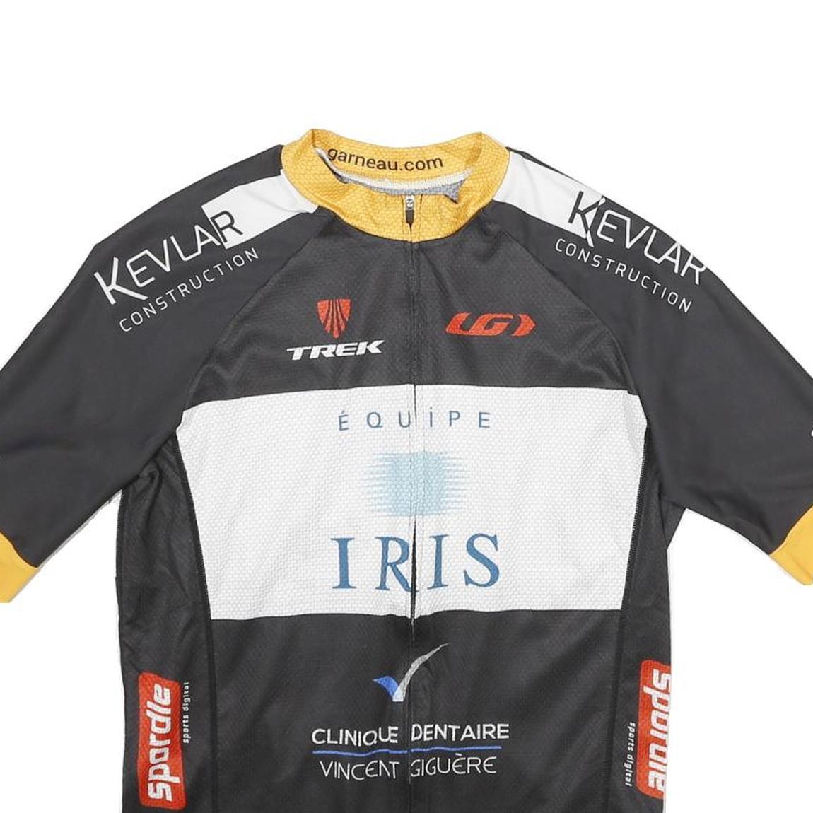 LOUIS GARNEAU Mens Black White & Yellow Cycling Jersey L Short Sleeve Crew Neck