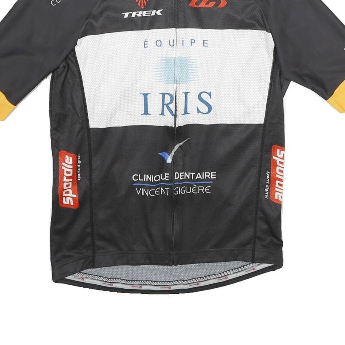 LOUIS GARNEAU Mens Black White & Yellow Cycling Jersey L Short Sleeve Crew Neck