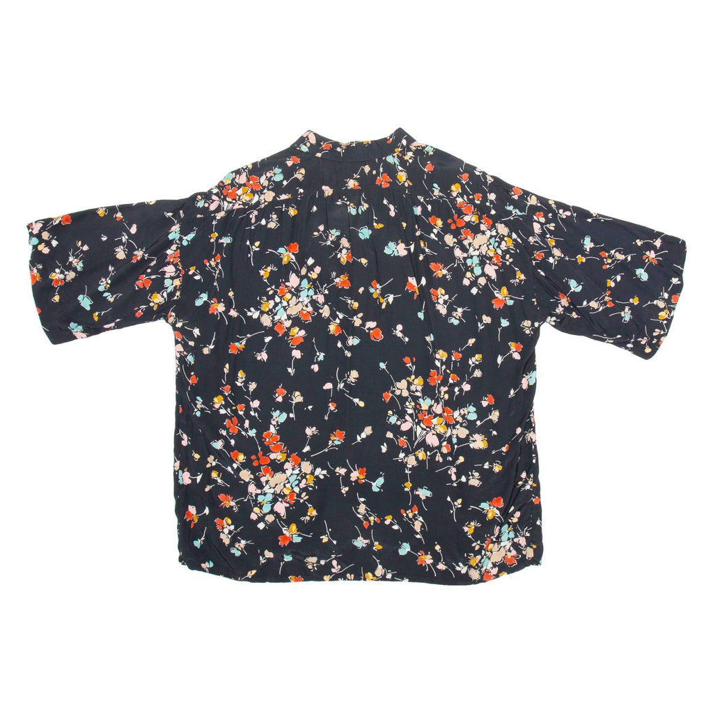 Womens Printed Shirt Black Collared Floral M
