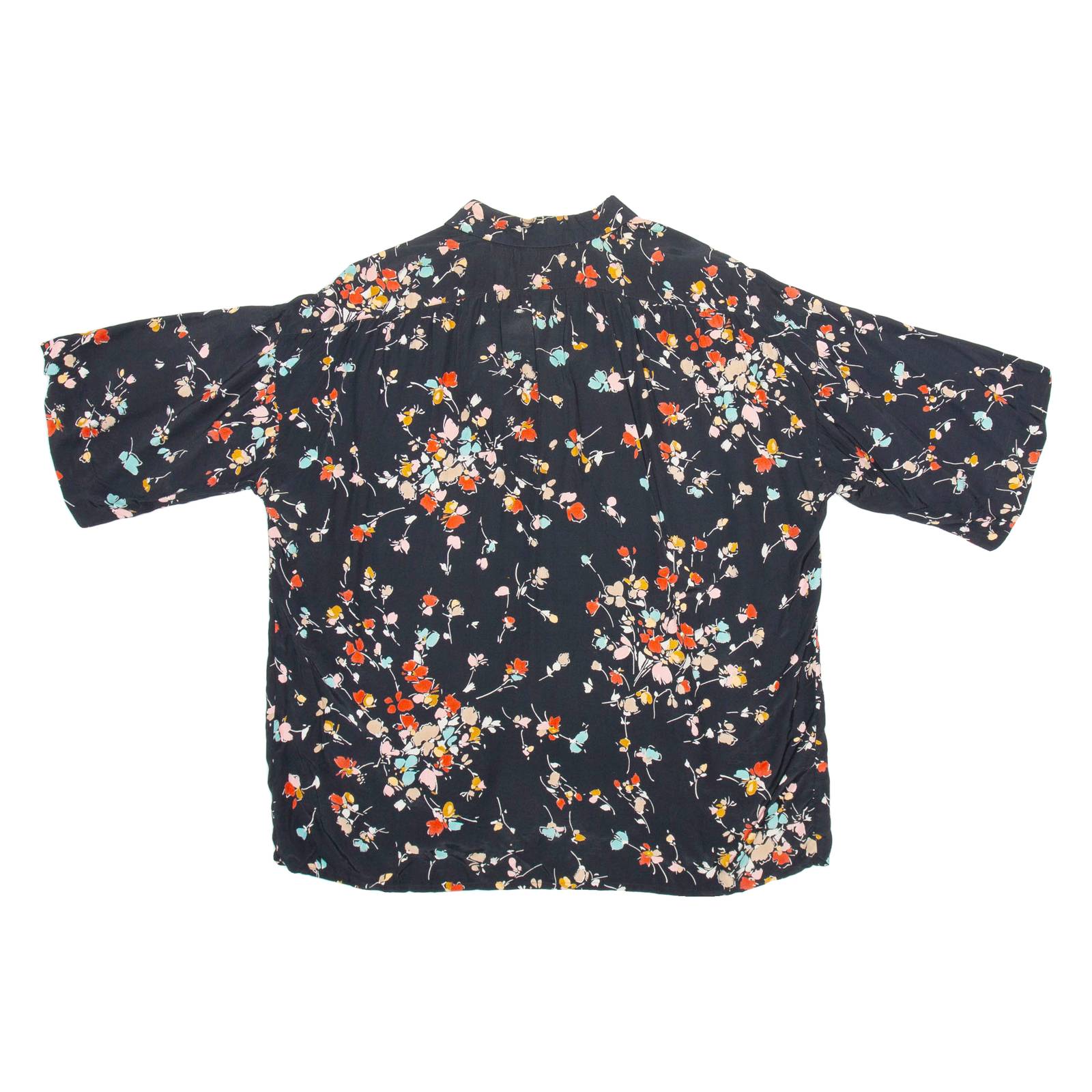 Womens Printed Shirt Black Collared Floral M
