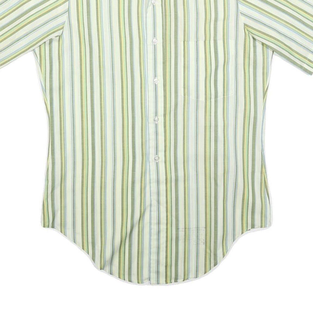 ARROW Mens Green & White Stripe Casual Shirt S Cotton Blend Lightweight