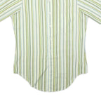 ARROW Mens Green & White Stripe Casual Shirt S Cotton Blend Lightweight