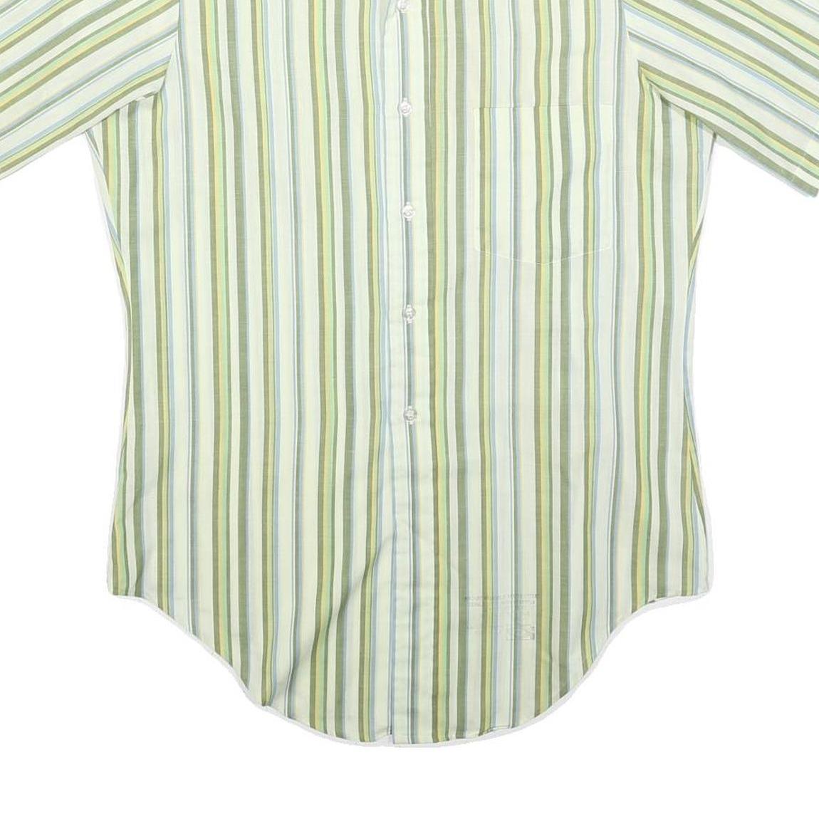 ARROW Mens Green & White Stripe Casual Shirt S Cotton Blend Lightweight