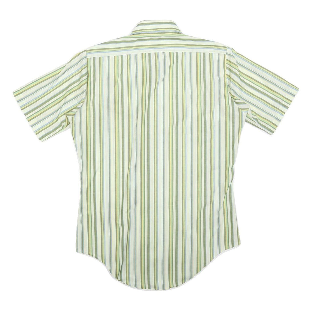 ARROW Mens Green & White Stripe Casual Shirt S Cotton Blend Lightweight