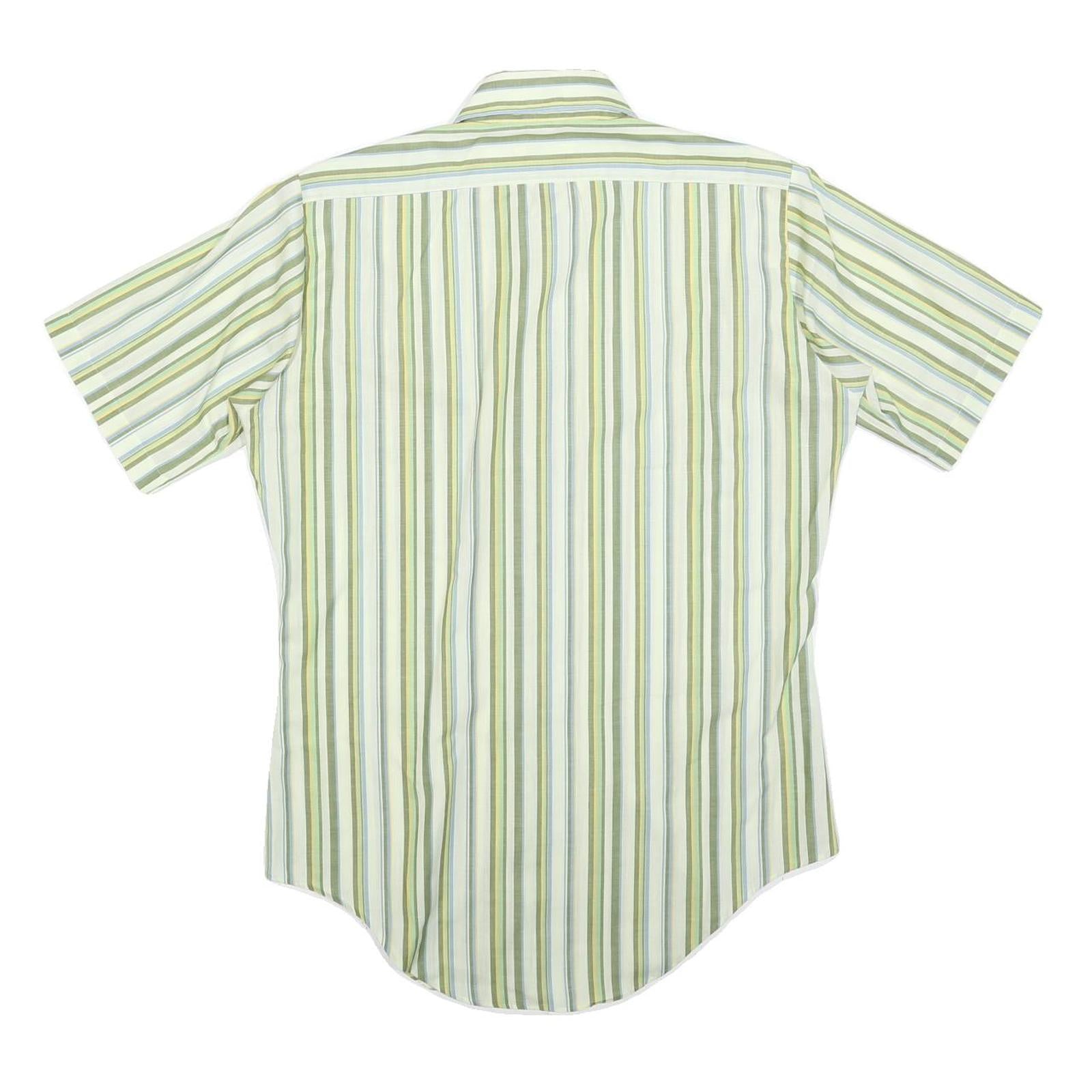 ARROW Mens Green & White Stripe Casual Shirt S Cotton Blend Lightweight