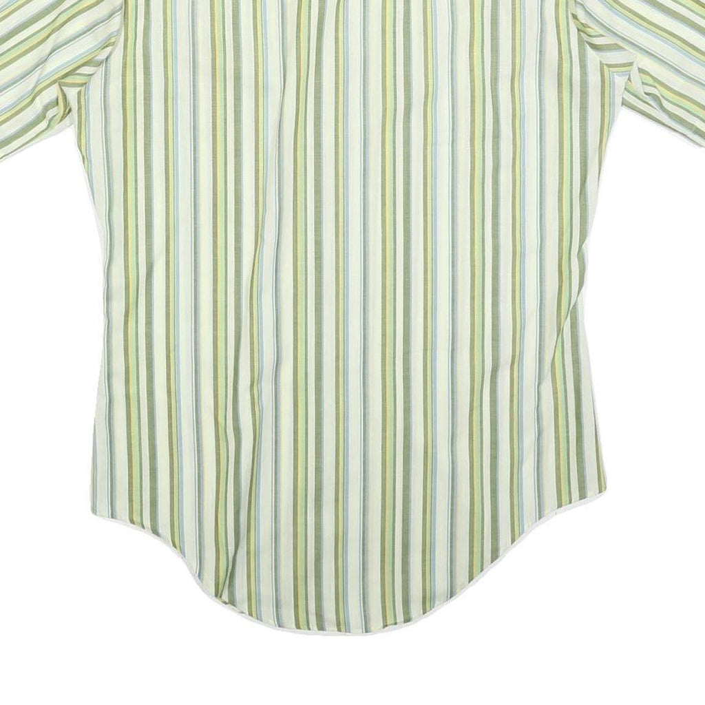 ARROW Mens Green & White Stripe Casual Shirt S Cotton Blend Lightweight