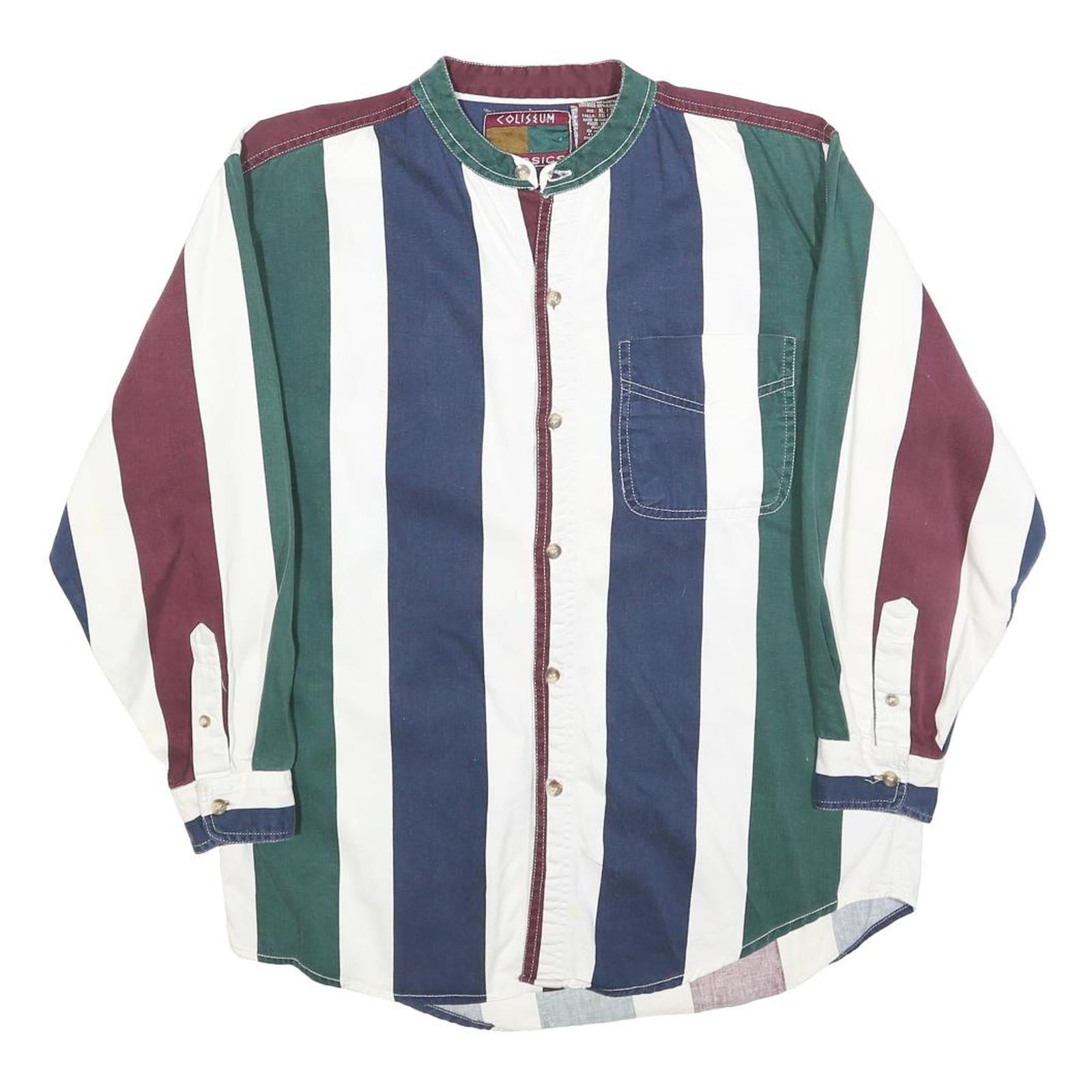 COLISEUM Boys Green & Burgundy & Blue & White Stripe Shirt XL Casual Cotton
