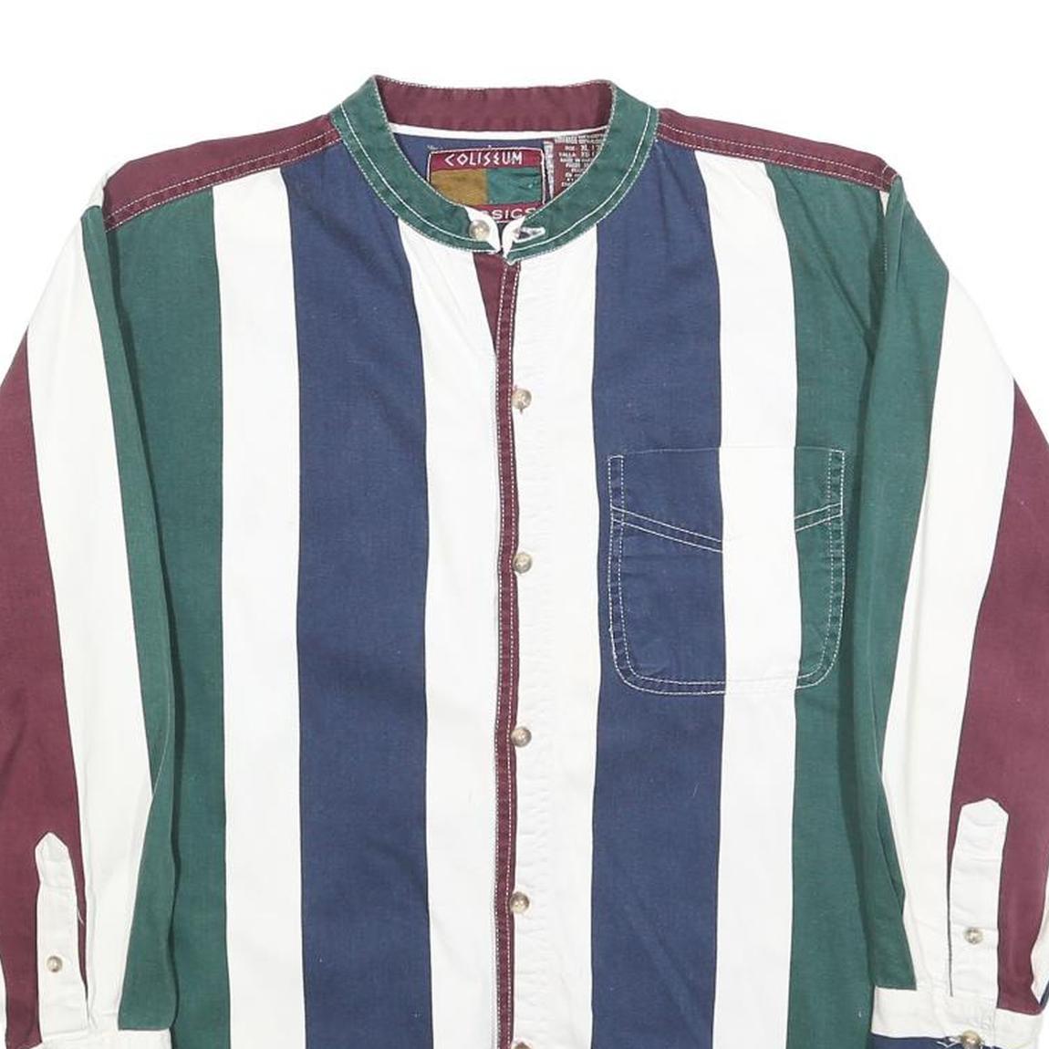 COLISEUM Boys Green & Burgundy & Blue & White Stripe Shirt XL Casual Cotton