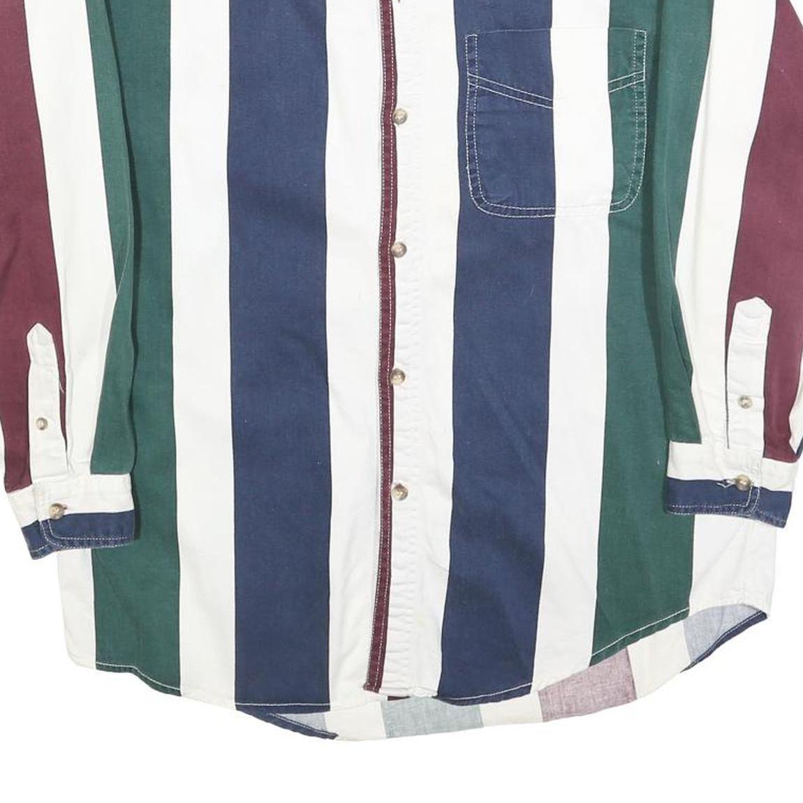 COLISEUM Boys Green & Burgundy & Blue & White Stripe Shirt XL Casual Cotton